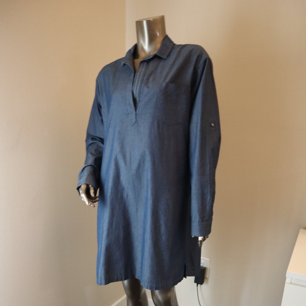 Atm Anthony Thomas Melillo Blue Chambray Cotton Shift Casual Dress Size M